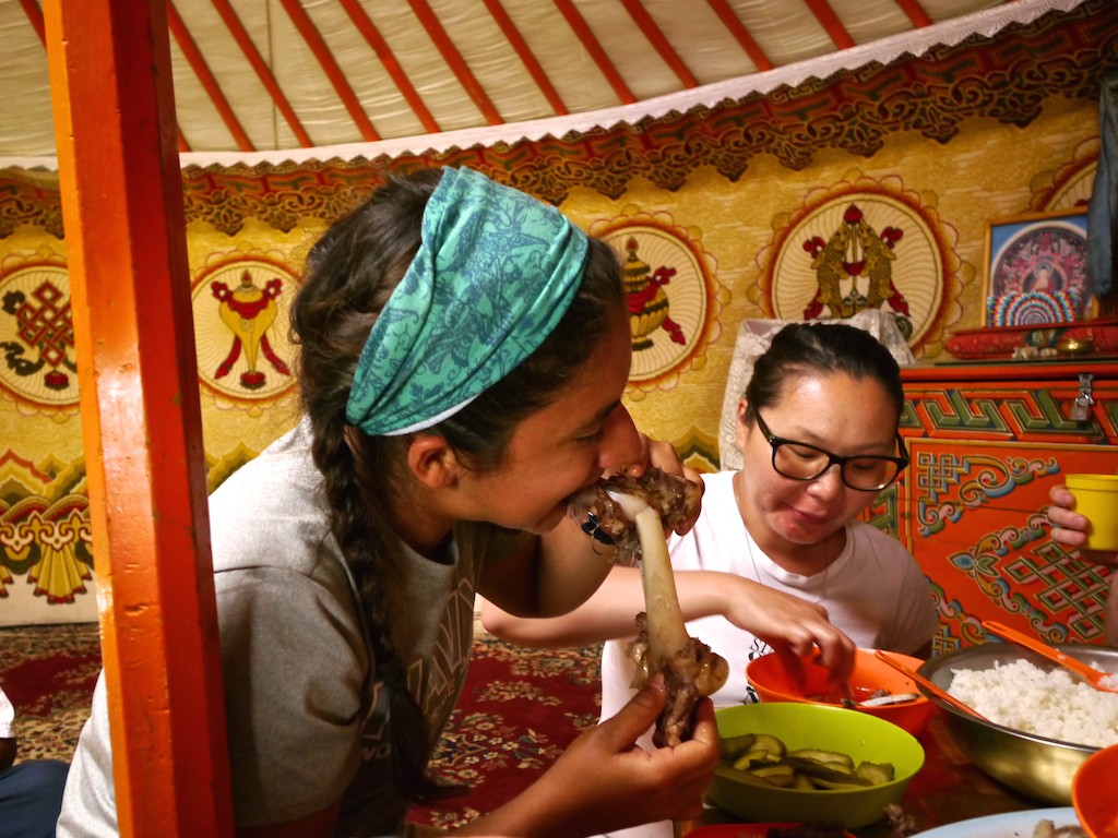 Eating khorkhog with a local family Mongolia